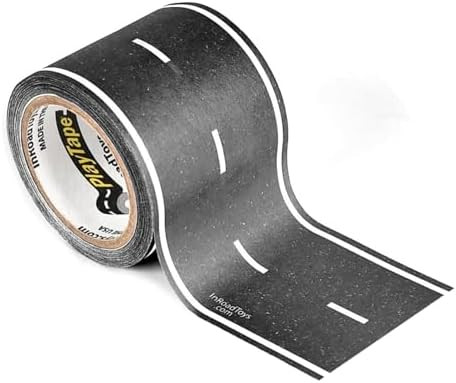 PlayTape Road Tape for Toy Cars - Sticks to Flat Surfaces, No Residue; 2 inch Wide x 30 ft Asphal... | Amazon (US)