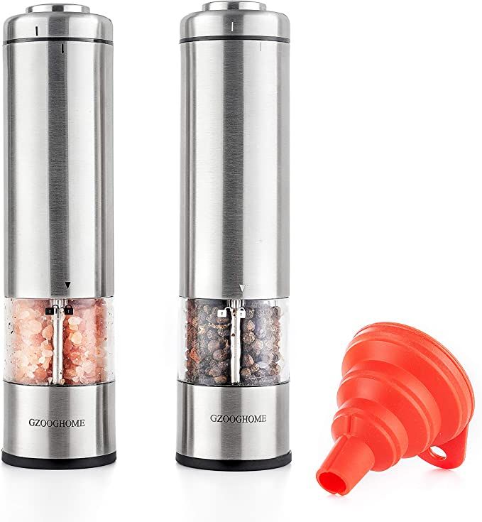 GZOOGHOME Electric Salt and Pepper Grinder Set - Battery Operated Automatic One Handed Salt Peppe... | Amazon (US)