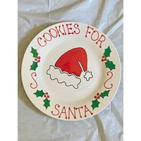 Cookies For Santa Plate - Christmas Hand Painted Ceramic Serving Gift Eve | Etsy (US)