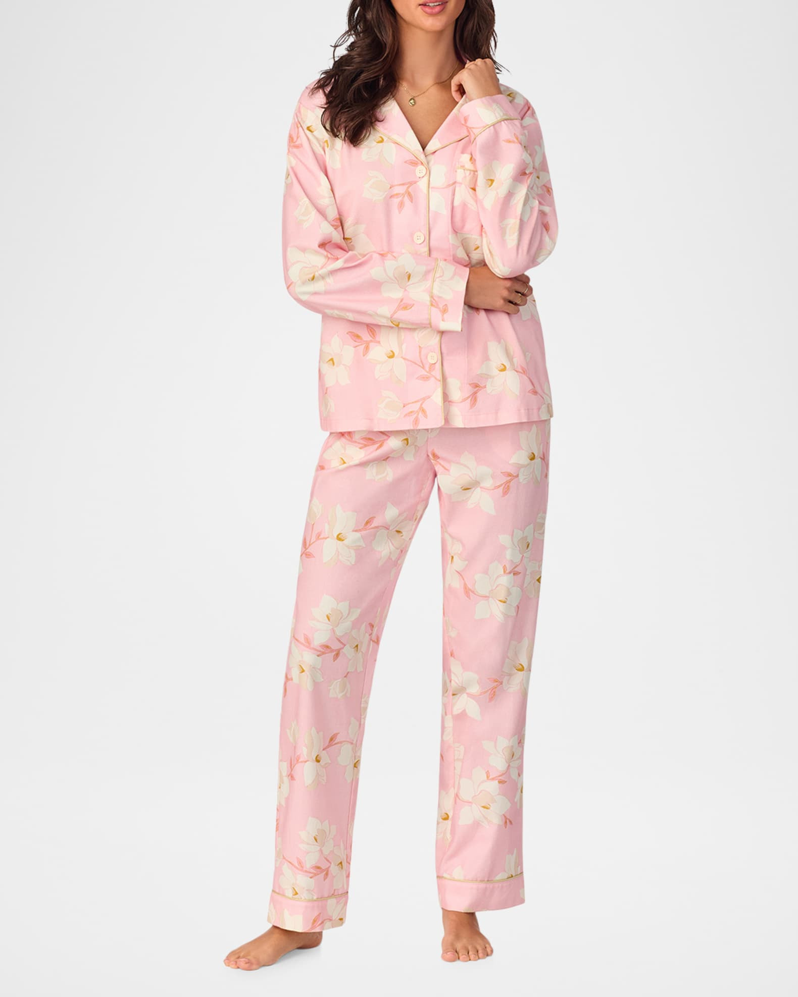 Plaid-Print Organic Cotton Jersey Pajama Set | Neiman Marcus