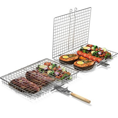 Sorbus 2 Pack Stainless Steel Large Folding Barbecue Grilling Basket with Handle - for Fish, Shri... | Target