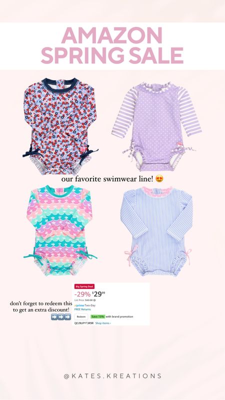 Amazon spring sale!! Rufflebutts swim is on sale! It’s our favorite swimwear line! 

Toddler girl swim // baby swim // sale alert 

#LTKswim #LTKbaby #LTKsalealert