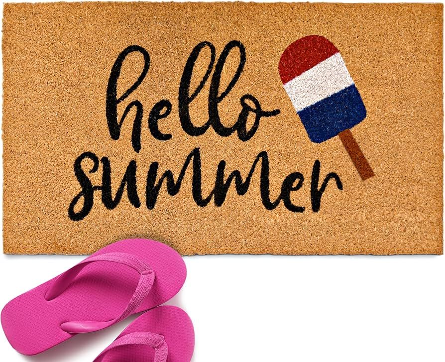 Hello Summer Welcome Mat Popsicle Decor 30x17 Inch, Summer Door Mat Outdoor, Summer Outdoor Mat, ... | Amazon (US)