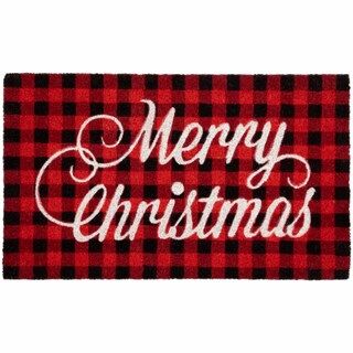Northlight Red and Black Plaid Merry Christmas Natural Coir Christmas Outdoor Doormat 18 x | Kroger