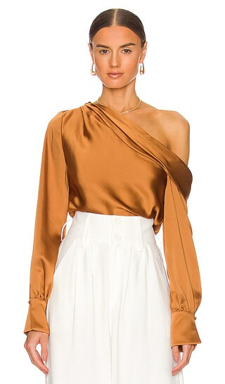 Alice One Shoulder Top in Copper | Revolve Clothing (Global)