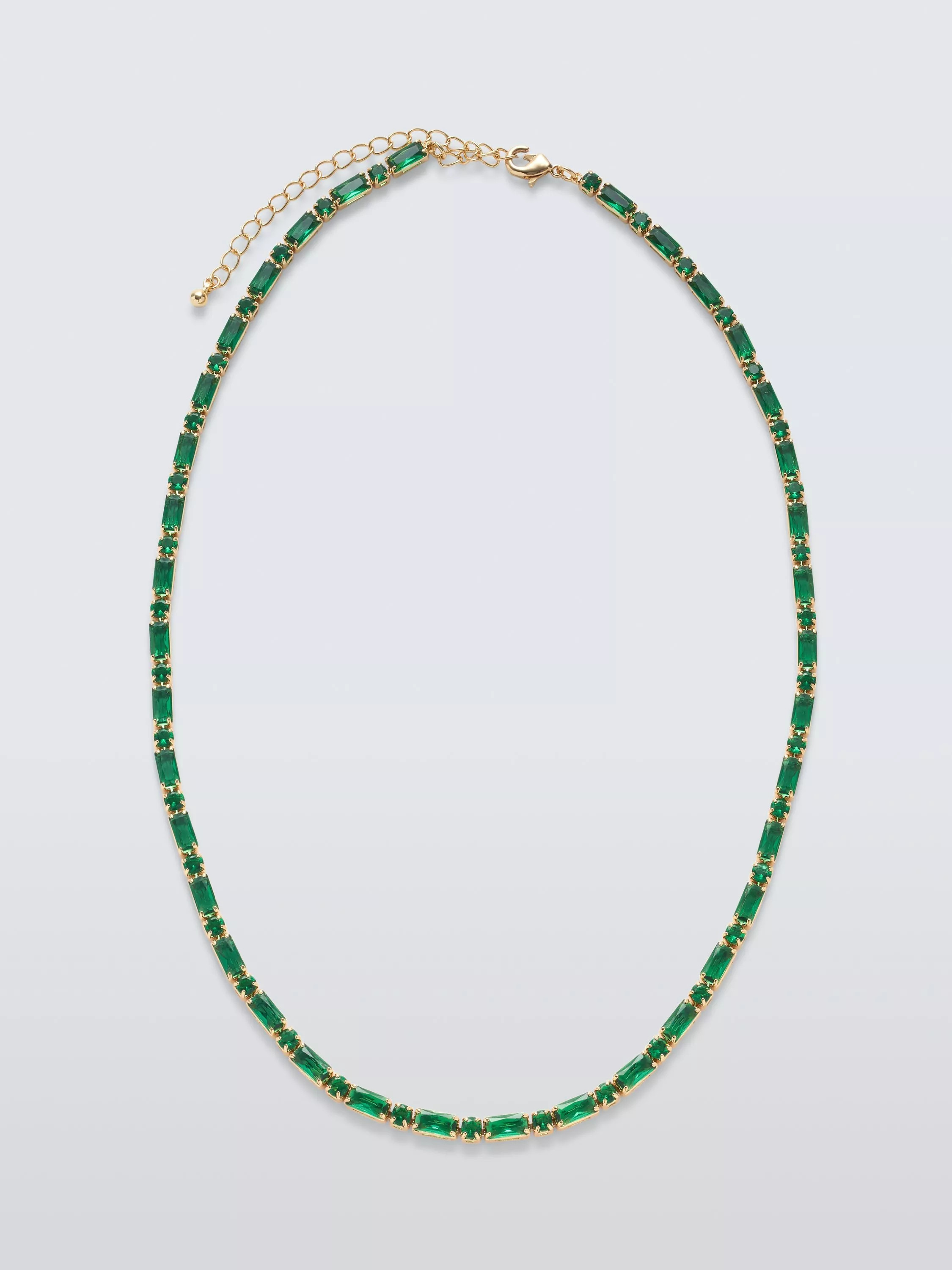 John Lewis Baguette Cut Cubic Zirconia Stone Necklace, Green | John Lewis (UK)
