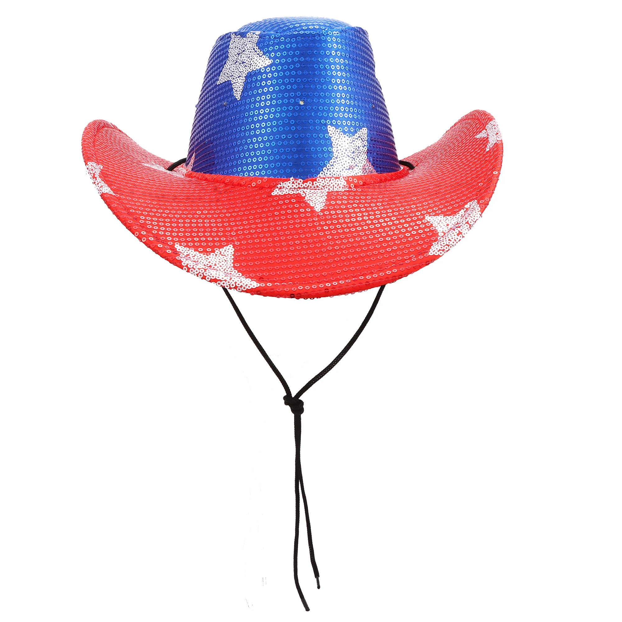 Light-Up Sequin Cowboy Hat, Red/White/Blue, One Size, Patriotic by Way To Celebrate | Walmart (US)