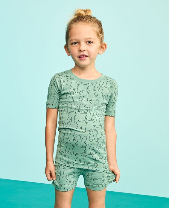 Toddler Easter HannaSoft™ Stretch Pajama Set in Easter Bunny On Jade - Size 3 by Hanna Andersson | Hanna Andersson