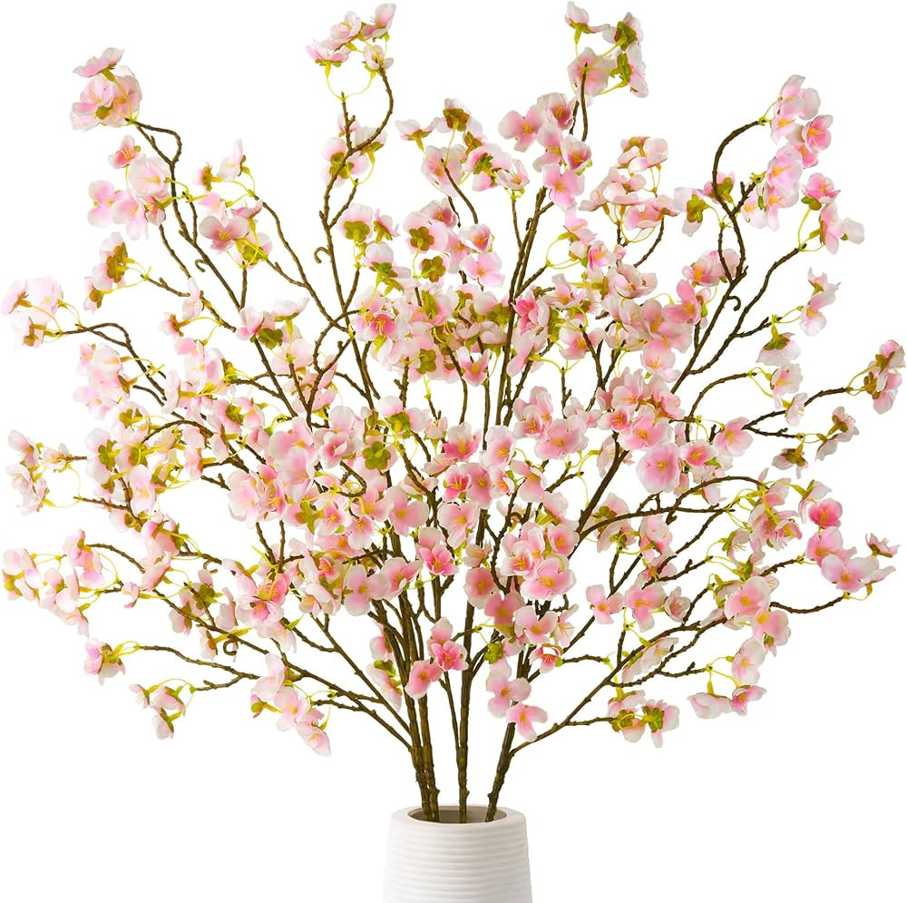 Cherry Blossom Branches, Faux Silk Cherry Blossom Flowers, Long Stems Fake Flowers Vase Arrangeme... | Amazon (US)
