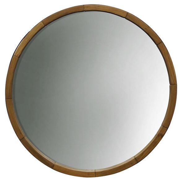 Round Decorative Wall Mirror Wood Barrel Frame - Threshold™ | Target