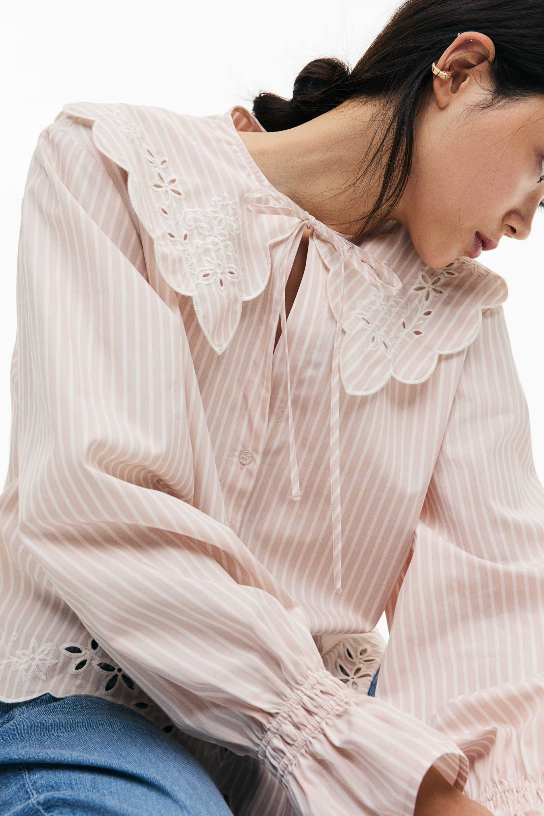 Embroidered Blouse with Peter Pan Collar | H&M (US + CA)