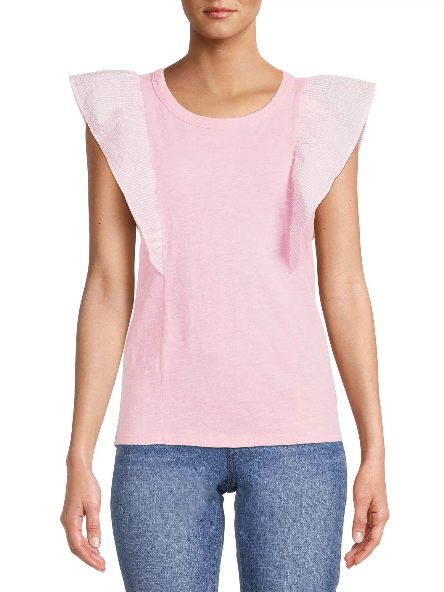 Time and Tru Women's Flutter Sleeve Tank Top | Walmart (US)