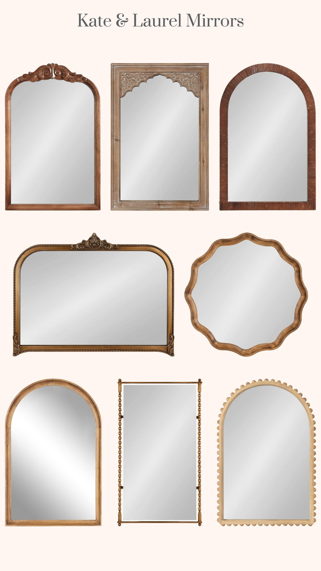 Kate and Laurel Mirrors. Home Decor. Decorative Mirror. Wall Mirror. Wood Mirror. Gold Mirror. Beadbrook Modern Beaded Arched Mirror. Hatherleigh Modern Transitional Arched Wooden Wall Mirror. Prisha Traditional Rectangle Spindle Panel Stand Up Mirror. Rahfy Boho Arched Rattan Mirror. Hubanks Vintage Decorative Wide Arched Mirror. Shivani Boho Wall Mirror. Hatherleigh Transitional Round Wooden Wall Mirror. Arendahl Traditional Arch Wall Mirror. 

 #LTKHome