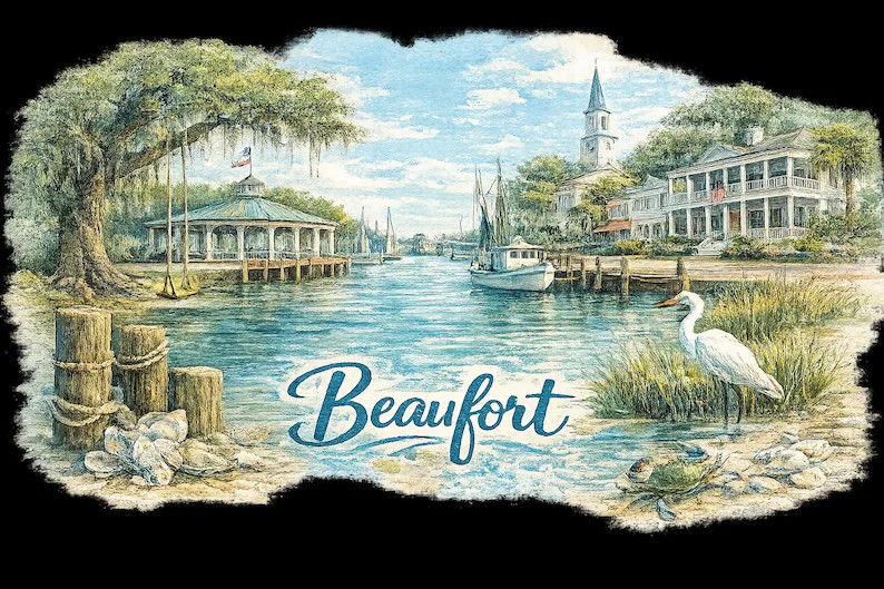 Beaufort SC Watercolor PNG | Beaufort South Carolina Digital Download | Lowcountry Coastal Art | ... | Etsy (Global)