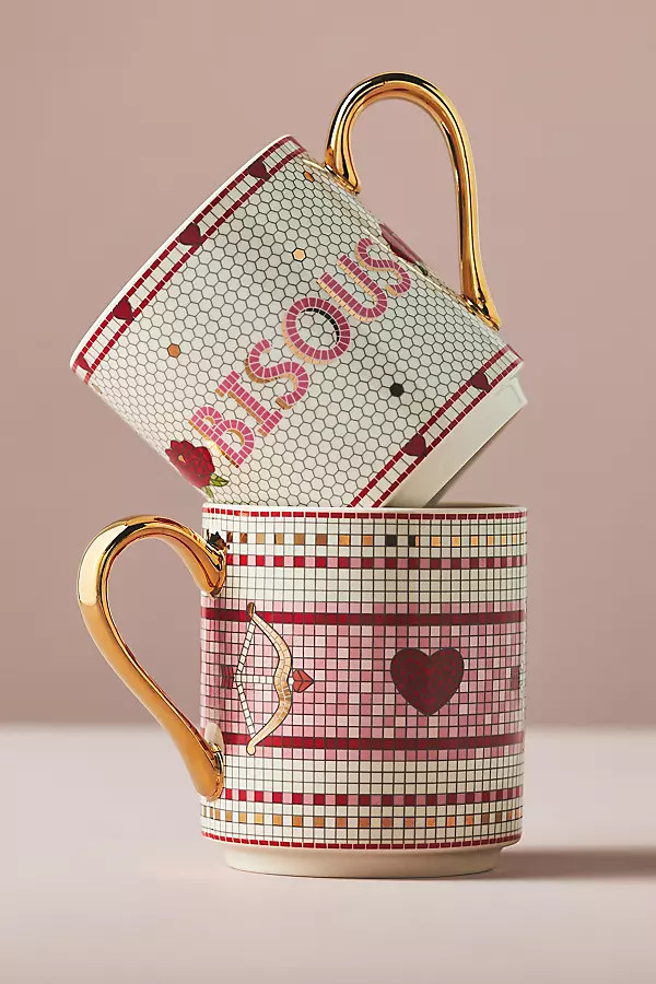 The Bistro Tile Stoneware Mug: Valentine's Edition | Anthropologie (US)