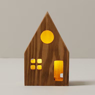WOODEN LED HOUSE, SMALL 5" | Indigo (CA)