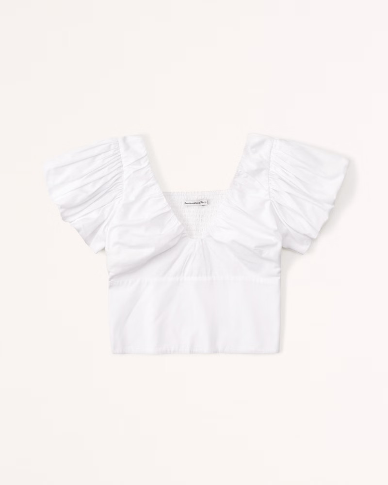 Drama Puff Sleeve Poplin Top | Abercrombie & Fitch (US)
