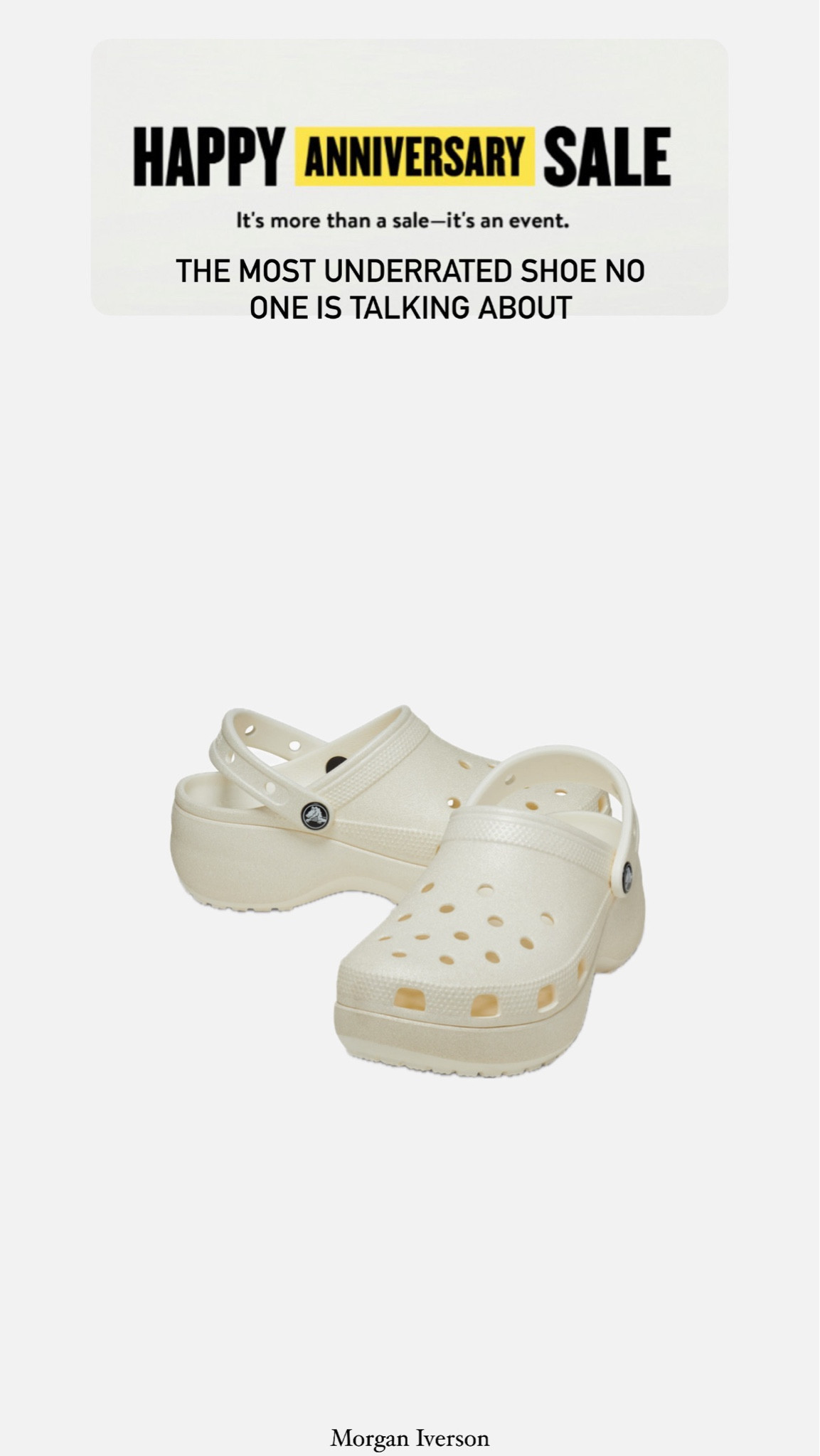 I grabbed these so fast! Platform and glitter?!? Say less 😝 if you’ve never owned a pair of Crocs, now is your time! And if you have and love them, grab these! They are so cute! I’ve been wearing mine nonstop since I got them! I wear my tts! #morganiverson #crocs #shoes #sale #nsale

#LTKxNSale #LTKShoeCrush #LTKSaleAlert