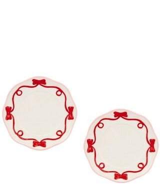 Southern Living Sweet Christmas Collection Bow Saucer Set of 2 - Red Multi | Dillard's