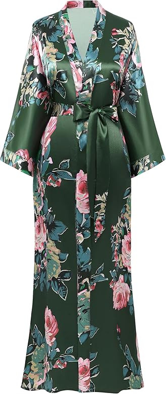 BABEYOND Kimono Robe Long Floral Bridesmaid Wedding Bachelorette Party Robe 53 Inches | Amazon (US)