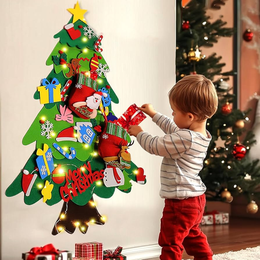 BABORUI Felt Christmas Tree for Toddlers with Christmas Stockings, Xmas Wall Hanging Ornaments De... | Amazon (US)
