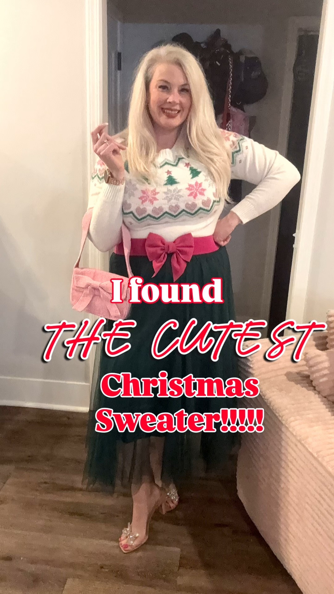 Pink bows, festive knits & tulle skirts—my Christmas outfit is all about feminine holiday style 🎀🎄 linked on LTK