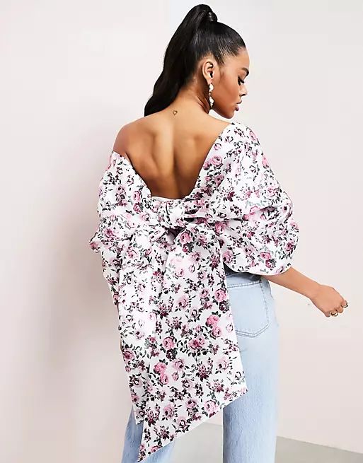 ASOS LUXE ultimate bow top in floral print | ASOS (Global)