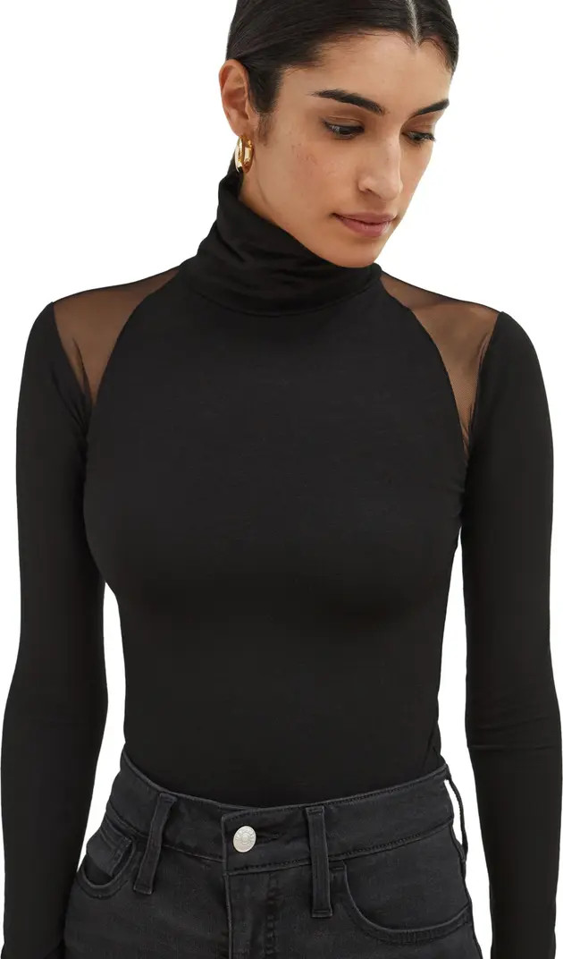 Maria Mesh Panel Jersey Turtleneck Top | Nordstrom