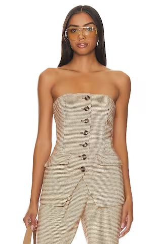 Favorite Daughter Phoebe Bustier in Toffee Houndstooth from Revolve.com | Revolve Clothing (Global)
