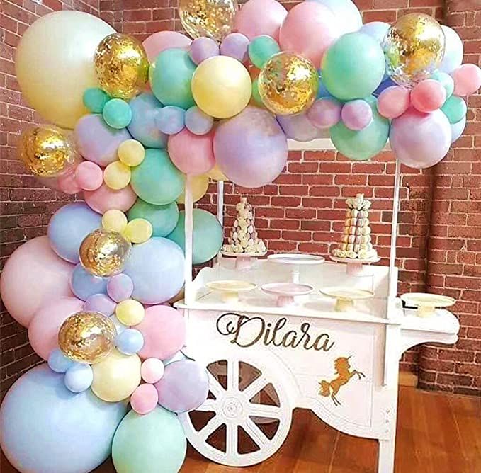 Pastel Balloons Garland Arch Kit 5" 12" 18 inch Macaron Color Pastel Party Balloons Set and Gold ... | Amazon (US)