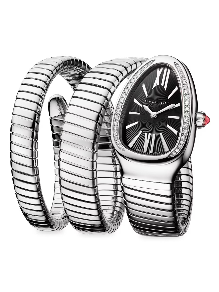 Serpenti Tubogas Stainless Steel & Diamond Double Twist Watch | Saks Fifth Avenue