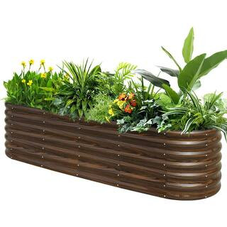 Raised Garden Bed Kit 96in. L x 24in. W x 24in. H Metal Planter Box Brown Outdoor for Vegetables Flowers Fruits | The Home Depot