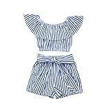 Toddler Baby Girl Ruffle T-Shirt Crop Tops High Waist Bowknot Shorts Pants Kids Summer Sleeveless St | Amazon (US)