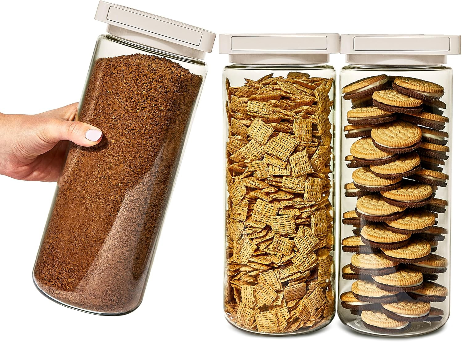 3-Pack Magnetic Stackable Kitchen Containers, Jars for Organization and Storage, Kitchen Storage & Pantry Organizer with Lid, Shatterproof, Leakproof & Airtight | Amazon (US)