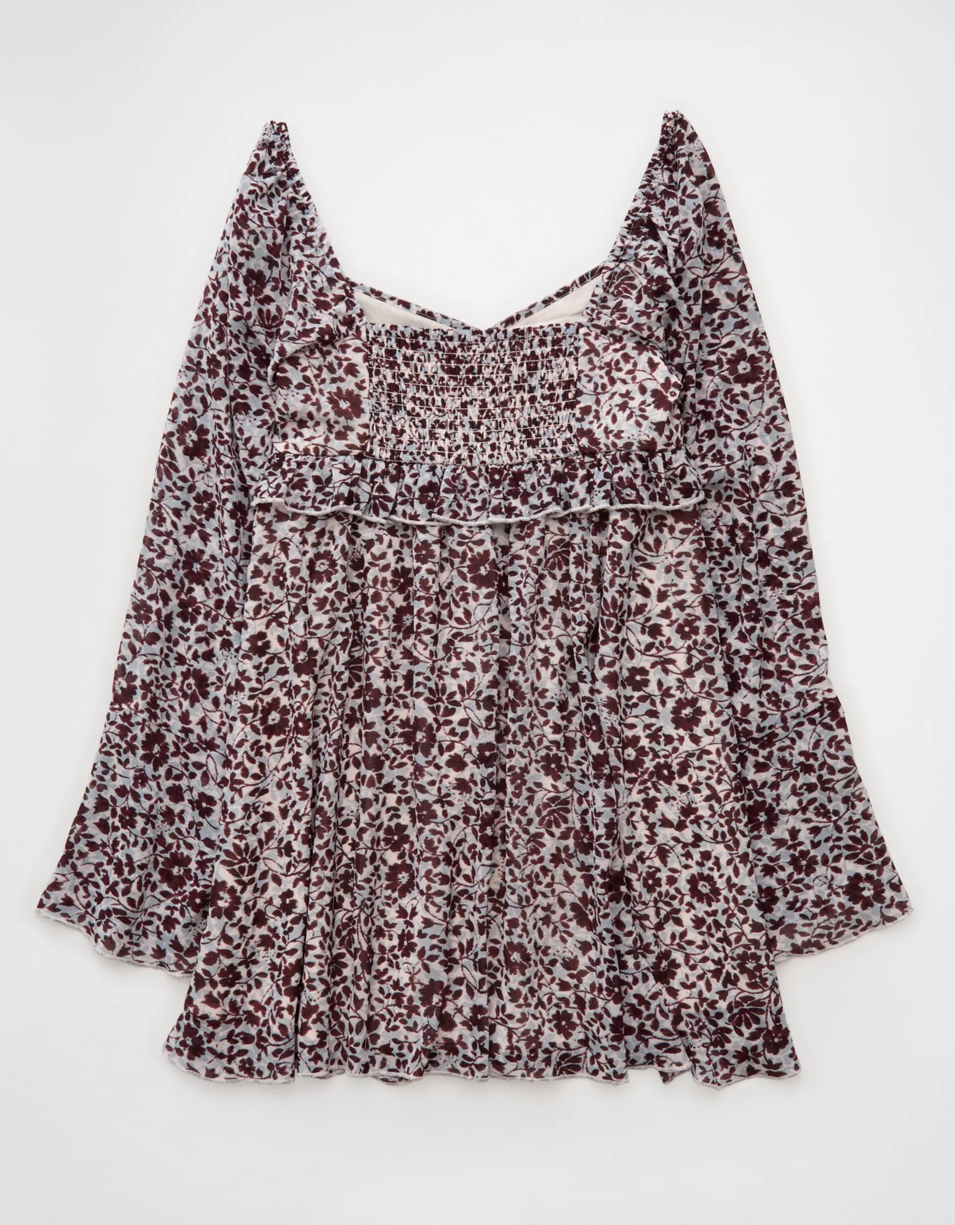 AE Long Sleeve Babydoll Mini Dress | American Eagle Outfitters (US & CA)