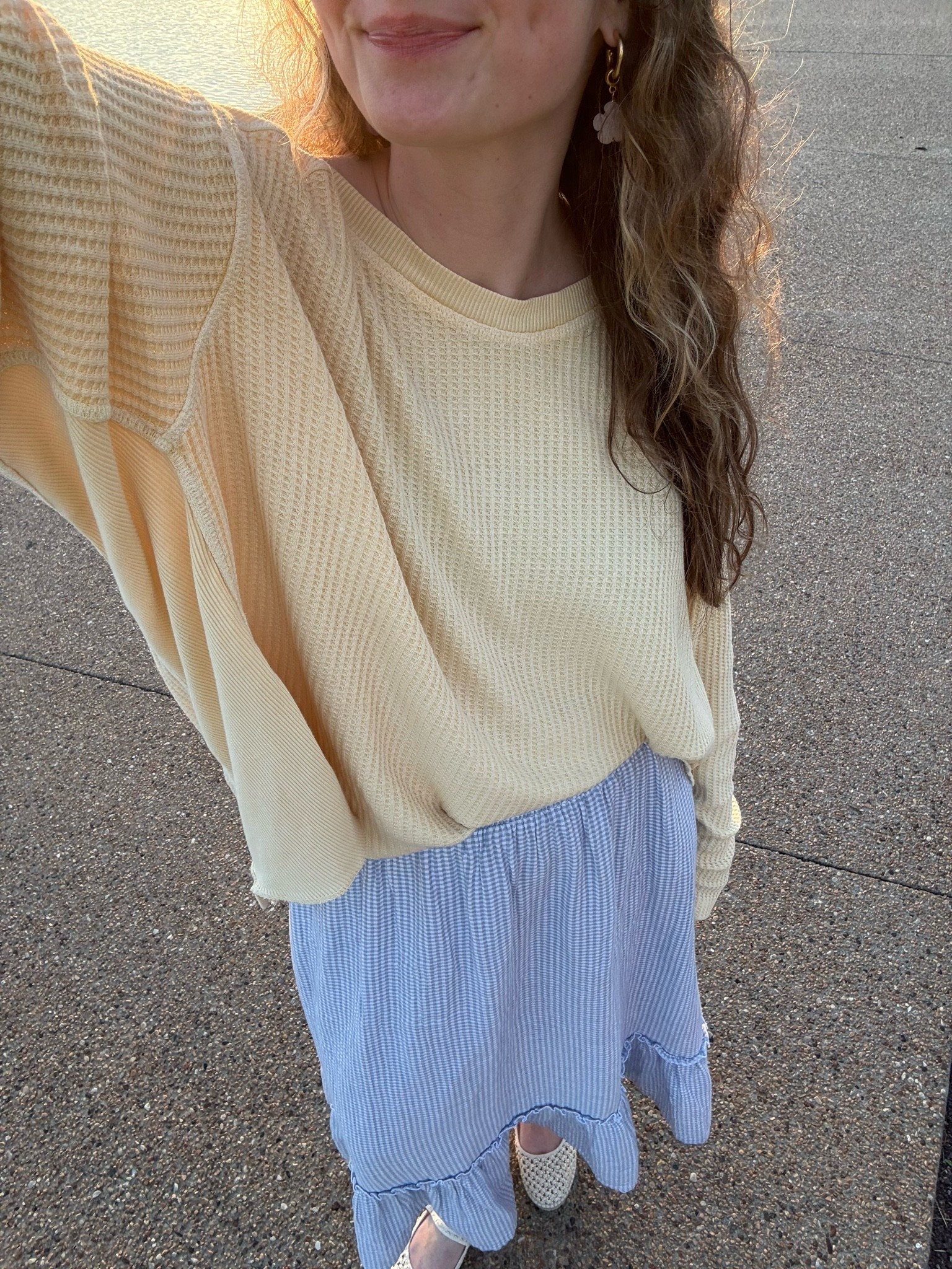 what I wore for our group night last night! Wearing a small in top (did a side/front tuck) and gingham skirt!

#LTKootd