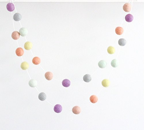 "Pastel Rainbow" Adjustable Handmade Felt Ball Garland by Sheep Farm Felt- Pastel Pom Pom Garland... | Amazon (US)
