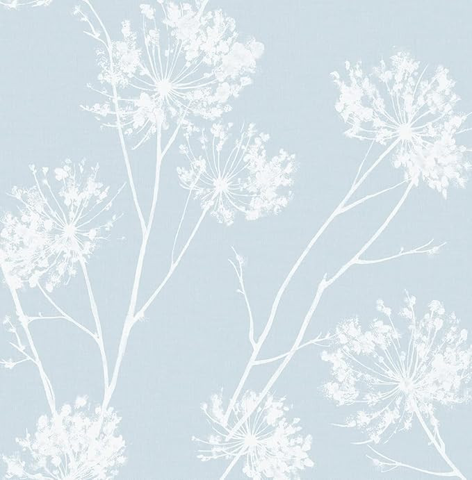 NextWall One O'Clocks Botanical Peel and Stick Wallpaper (Light Blue) | Amazon (US)