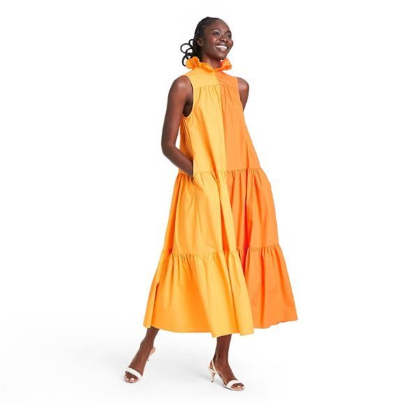 Sleeveless Ruffle Two-Tone Tiered Dress - Christopher John Rogers for Target Orange | Target