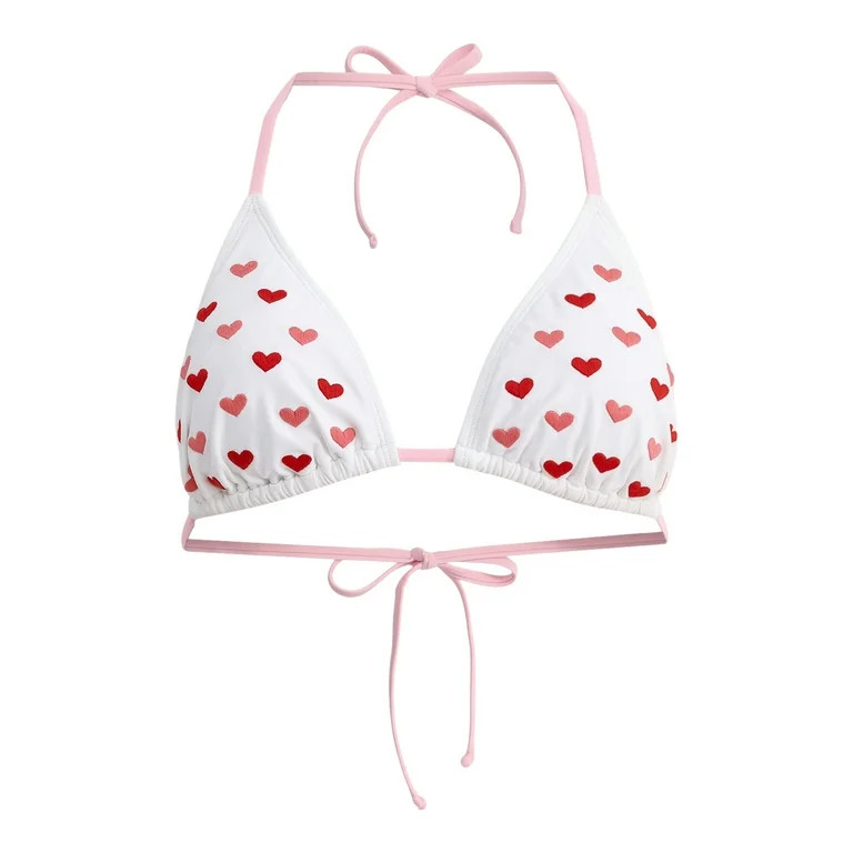 No Boundaries Love Club Embroidery Triangle Bikini Top, Women's | Walmart (US)