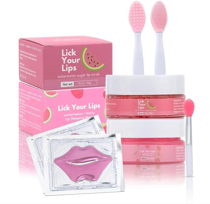 6-in-1 Lip Care Kit With Lip Sleeping Mask, Silicone Brush, Sugar Lip Scrub, Lip Mask Sheet to Re... | Amazon (US)