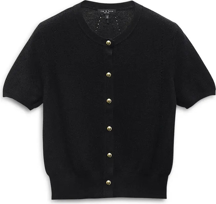rag & bone Dina Short Sleeve Cotton & Cashmere Blend Cardigan | Nordstrom | Nordstrom