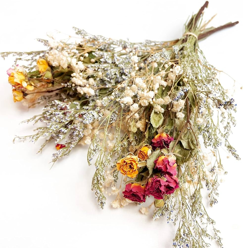 L'BREVOGA Dried Flower Spray Rose Bouquets, 2 Bunches 100% Natural Flowers, Miniature Roses with ... | Amazon (US)