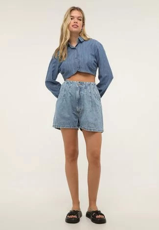 Short Jeans My Favorite Things Baggy Pregas Azul | Dafiti (BR)