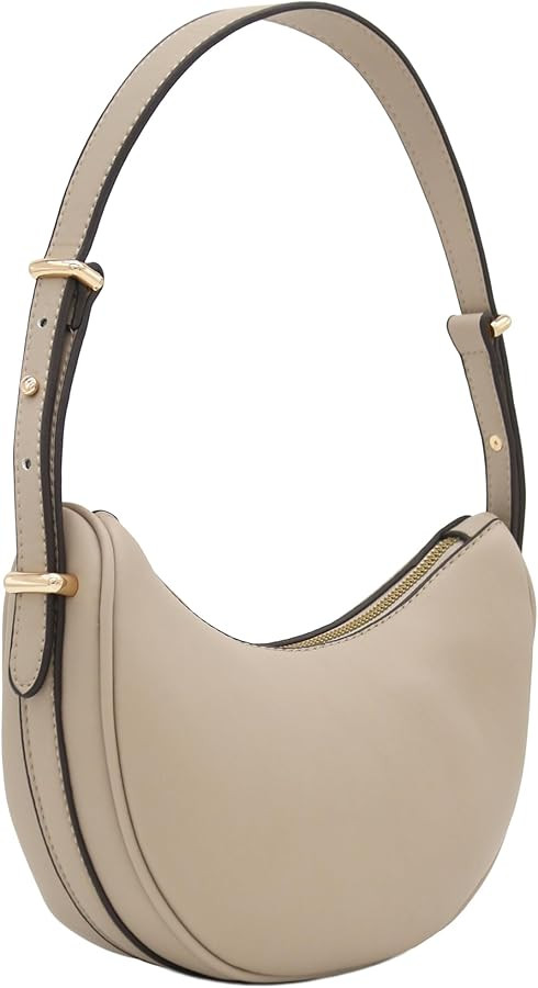 Small Crescent Smooth Faux Leather Underarm Shoulder Bag | Amazon (US)