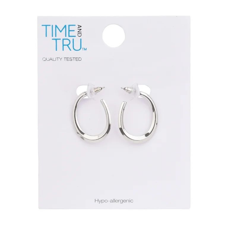 Time and Tru Women's Thick Silver Post Hoop Earring - Walmart.com | Walmart (US)