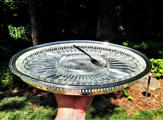 Godinger Silver Plated Oval Serving Gallery Tray With Crystal | Etsy | Etsy (US)