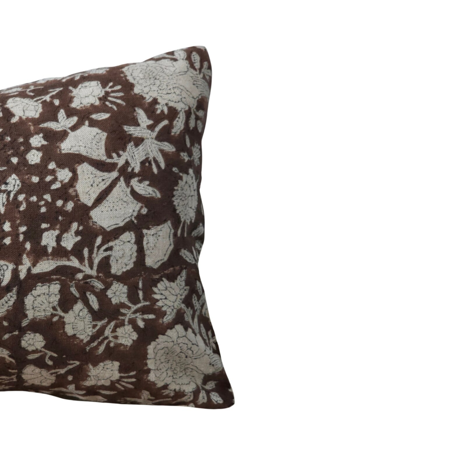 RUSSEL || Brown / Burgundy Floral Block Print Throw Pillow Cover. - Etsy | Etsy (US)