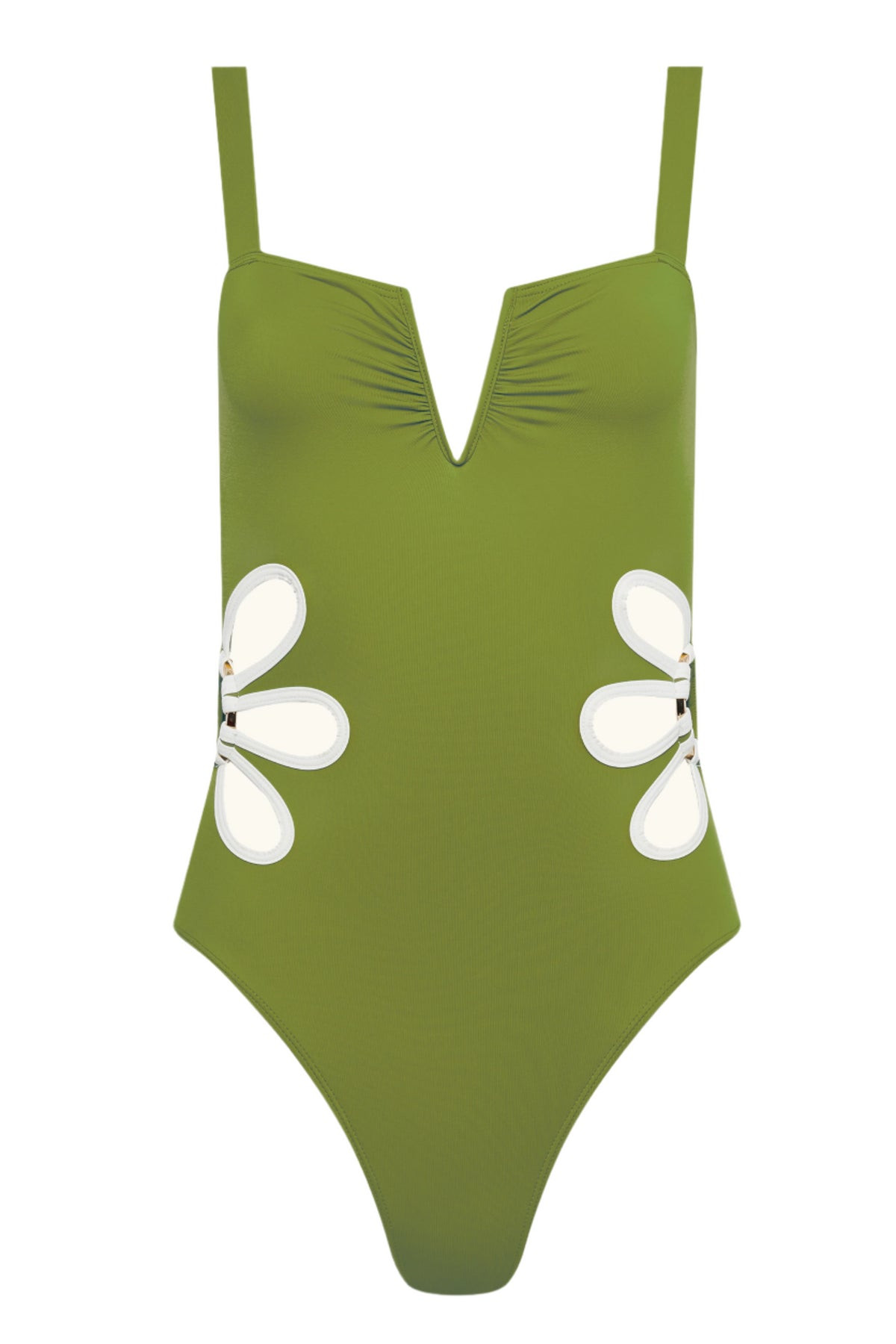 The Flora One Piece in Moss Green & Ivory | Over The Moon