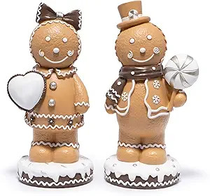 Hodao Gingerbread Couple Figurines Set of 2 – Resin Christmas Decorations for Home, Indoor Tabl... | Amazon (US)